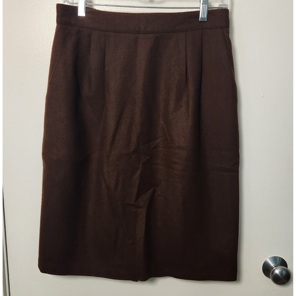 Sag Harvour Vtg 100% Wool Chocolate Brown Knee Length A-Line Skirt Sz 12 Lined